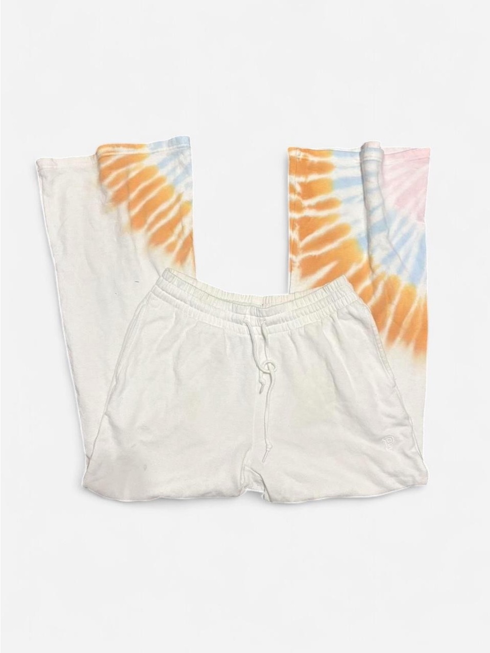 PINK Victoria's Secret Kids White Sweatpants with Orange & Blue Tie-Dye